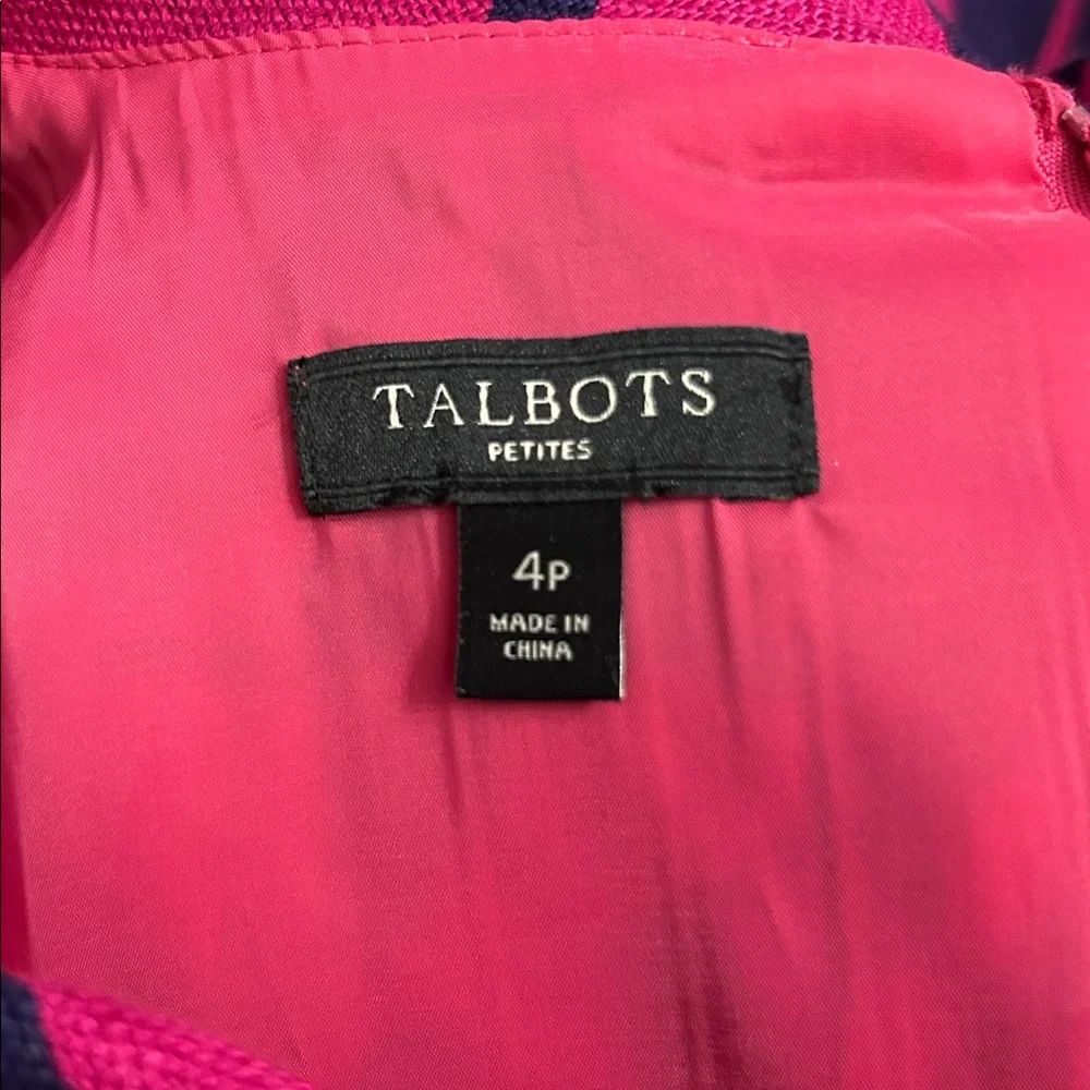 Talbots Magenta and Navy Floral Dress, 4P Lined Excellent Condition - Picture 6 of 7